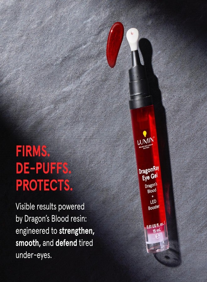 لومين جل لومين دراغون راي للعين، سيروم للعين لعلاج الضوء الأحمر، كريم يحتوي على الببتيدات وحمض الهيالورونيك والكافيين، يقلل الهالات السوداء والانتفاخ، متوافق مع قناع العين لوميناتور، نباتي، 15 مل (0.51 أونصة) - Image 2